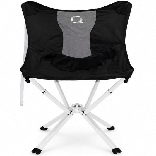 A black and gray folding camp chair with a white metal frame and black feet, shown against a plain white background. MystiQ Limited Edition - Onyx Black- CLIQ